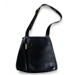 Vintage Leather Longchamp Bag Roseau bamboo toggle zipper shoulder / crossbody